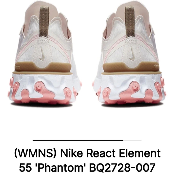 Nike React Element 55 'Phantom' Cream/Pink Barbiecore US Size 7 - Picture 4 of 13
